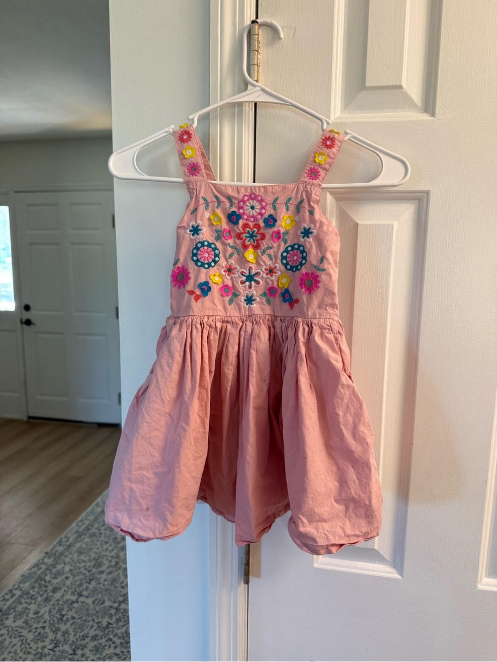 Mini Boden Pink Embroidered Floral Sundress